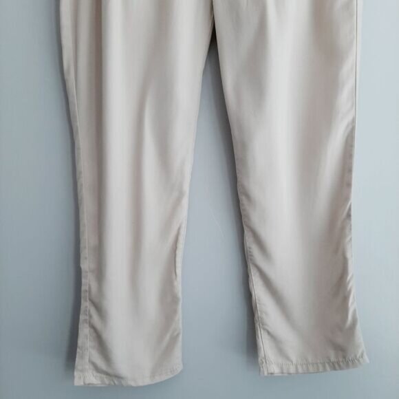 GAP Paper-Bag High Waist Tie Belt Lightweight Crop Pants Cream Sz 16 - Picture 3 of 9